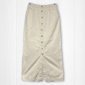 Vintage Gap Button Front High Waisted Khaki Maxi Skirt Women's 4
